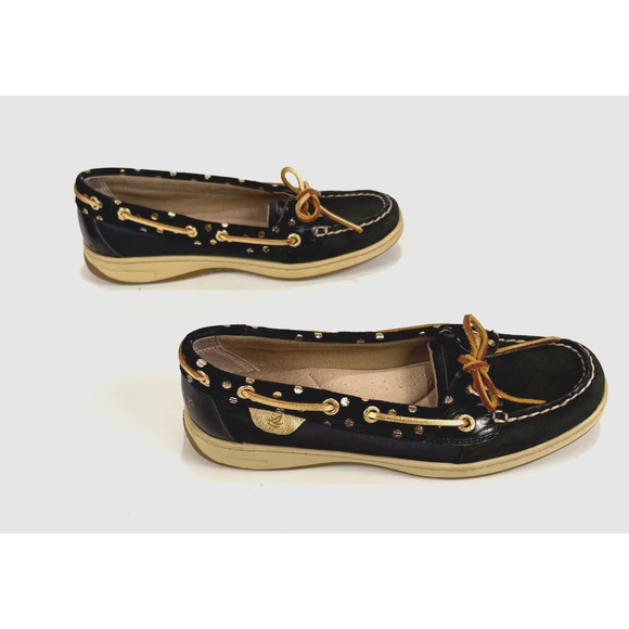 Sperry Women’s Top Sider Angelfish Shimmer Black and Gold Boat Shoes Size 7.5M - Picture 6 of 8